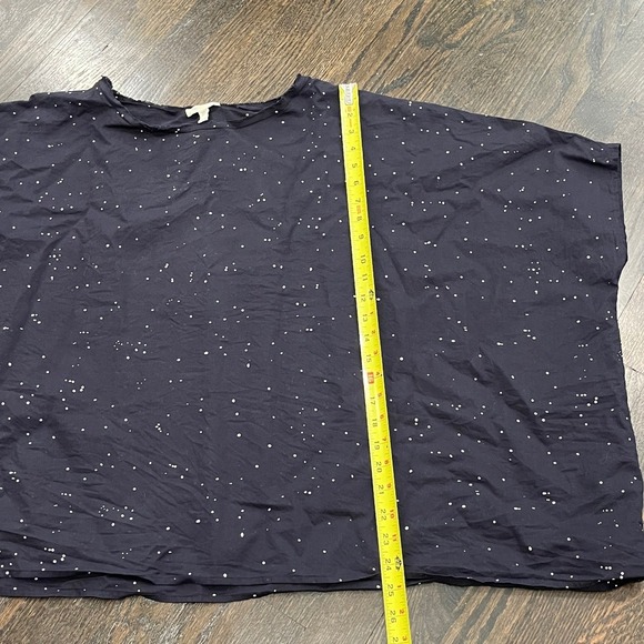 Eileen Fisher Top Organic Cotton Voile Splatter Print Black Boxy Kimono Large/XL - Picture 5 of 6